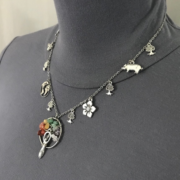 “Gaia: Mother Earth" Terra Greek Roman Goddess Handmade Mythology Necklace, Tree - Picture 7 of 16